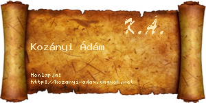 Kozányi Ádám névjegykártya