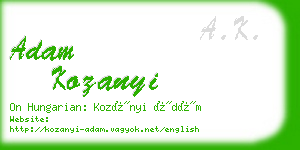 adam kozanyi business card